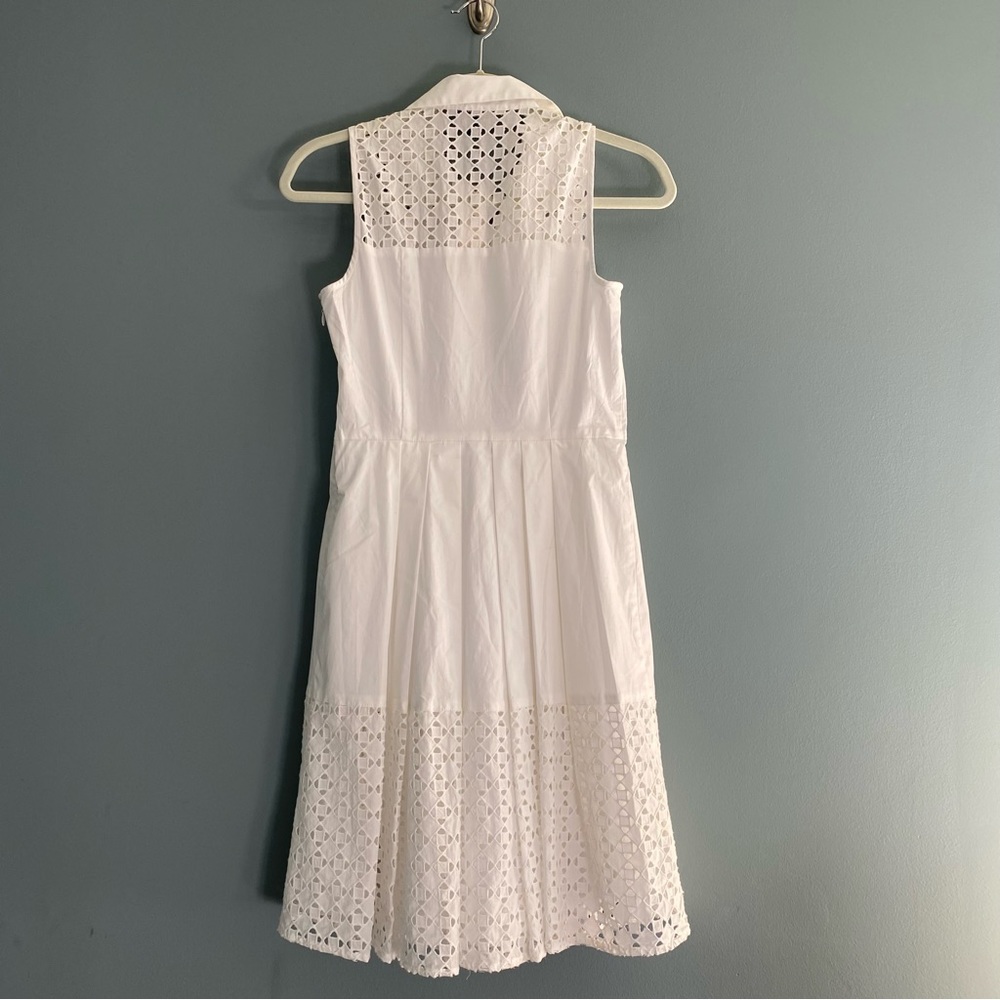 Ann Taylor White Eyelet Shirt Dress Sleeveless Button Down Sz 0 - Picture 6 of 11